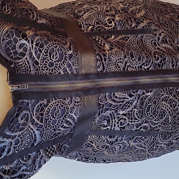Vintage VTG Y2K Victoria’s Secret Corset Lace Cocktail Dress 12 Silver Black - Picture 8 of 9